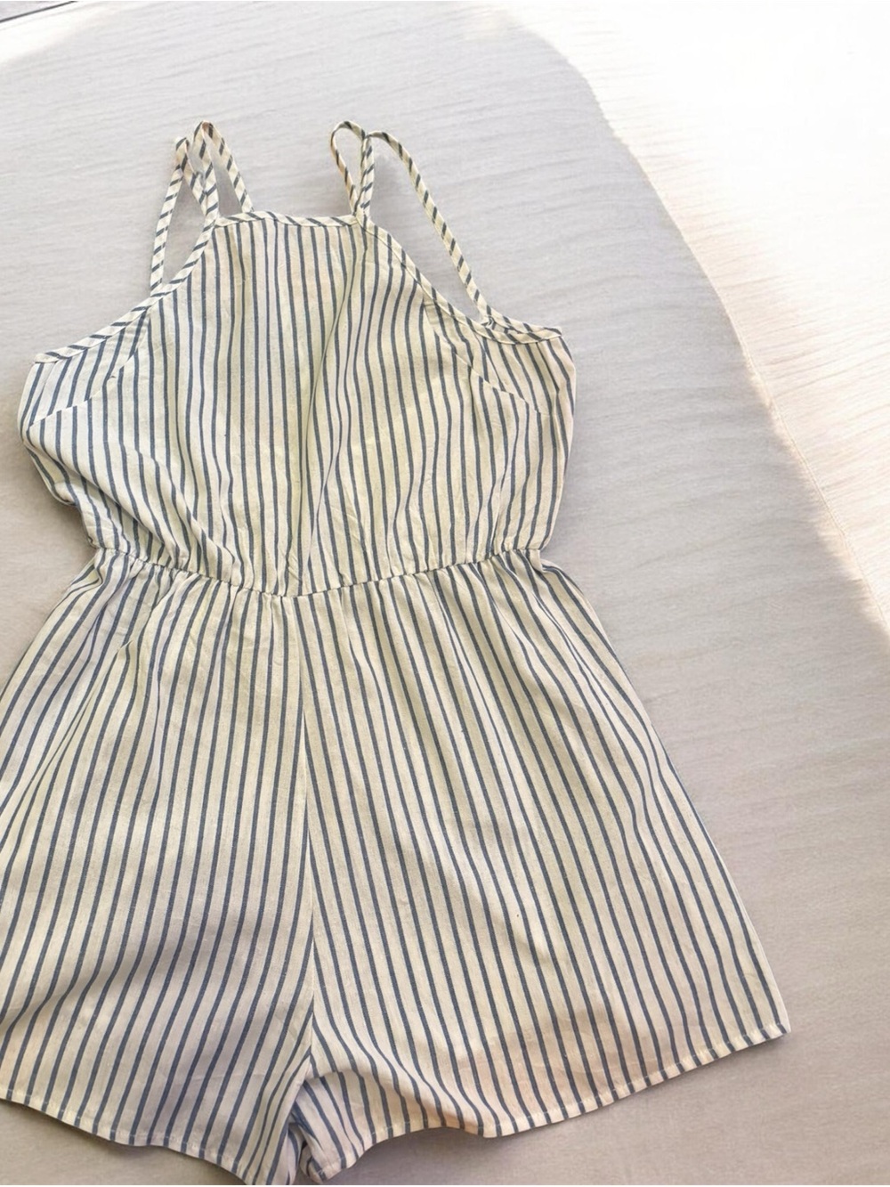 Striped Blue and White Kids One-Piece Romper